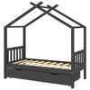 vidaXL Sengeramme for barn med skuff heltre furu 80x160 cm m&oslash;rkegr&aring;