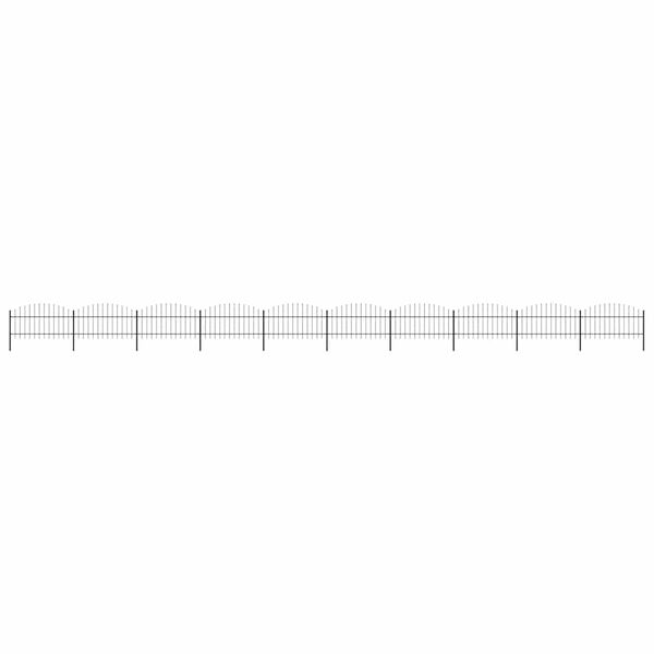 vidaXL Hagegjerde med spydtopp st&aring;l 1781,5x125 cm svart