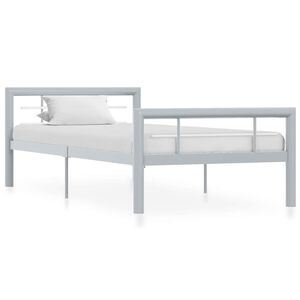 vidaXL Sengeramme gr&aring; og hvit metall 100x200 cm
