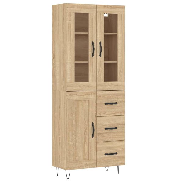 vidaXL Highboard sonoma eik 69,5x34x180 cm konstruert tre