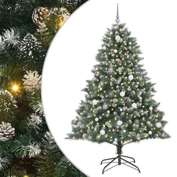 vidaXL Kunstig juletre med 300 LED gr&oslash;nn 210 cm PVC og plast og st&aring;l