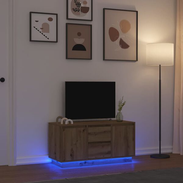 vidaXL TV-benk med LED-lys artisan eik 100x41x50 cm