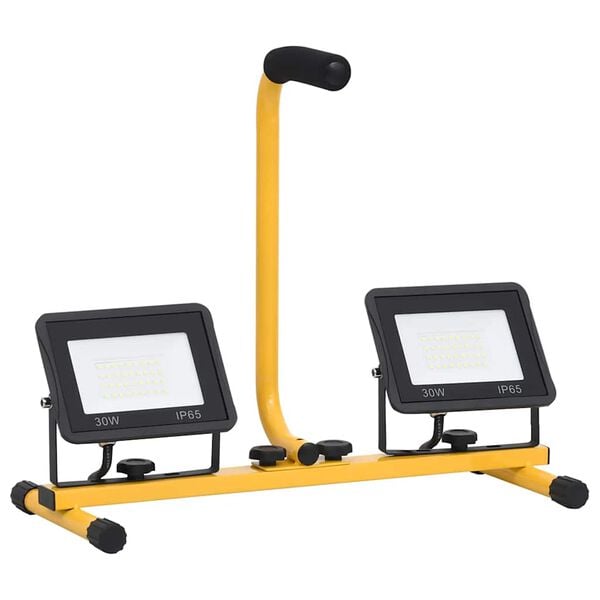 vidaXL LED-flomlys med håndtak 2x30 W varmhvit