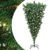 vidaXL Opp-ned kunstig forh&aring;ndsbelyst juletre med kule-sett 180 cm PVC