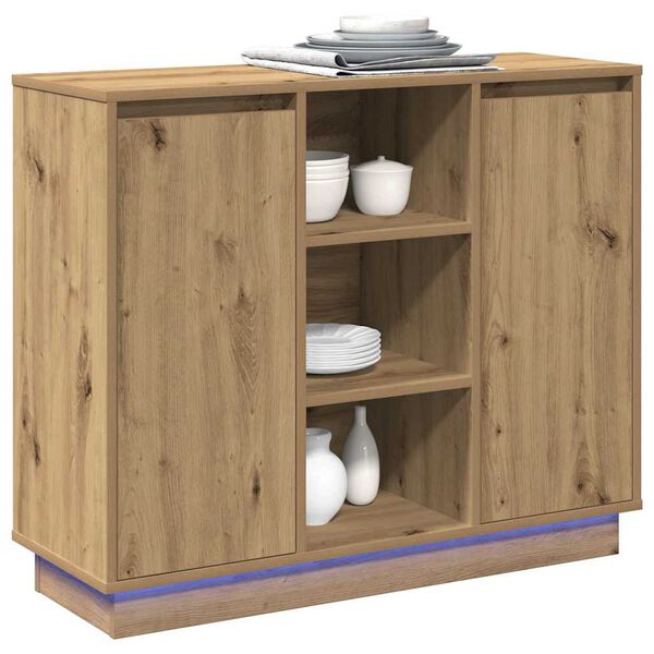 vidaXL LED sideboard Artisan Eik 90 x 32 x 75 cm Konstruert tre