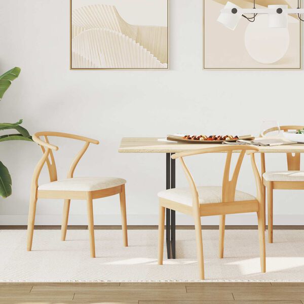 vidaXL Spisestuestol 2 pcs Naturlig og Lys Solid Gummitre