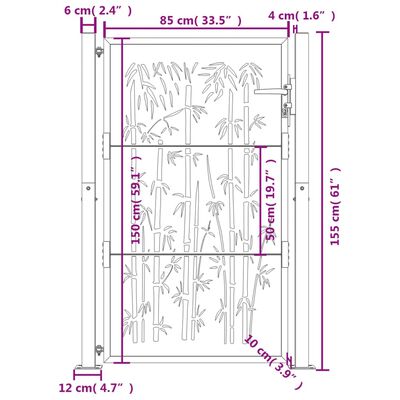 vidaXL Hageport 105x155 cm cortenstål bambusdesign