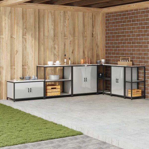 vidaXL Kj&oslash;kkenoppbevaring med hylle s&oslash;lv 60 x 50 x 92 cm St&aring;l