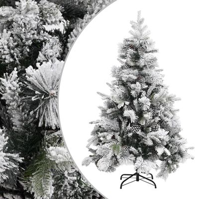 vidaXL Juletre med flokket snø og kongler 150 cm PVC og PE