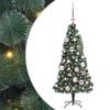 vidaXL Kunstig forh&aring;ndsbelyst juletre med kule sett gr&oslash;nn 120 cm PET