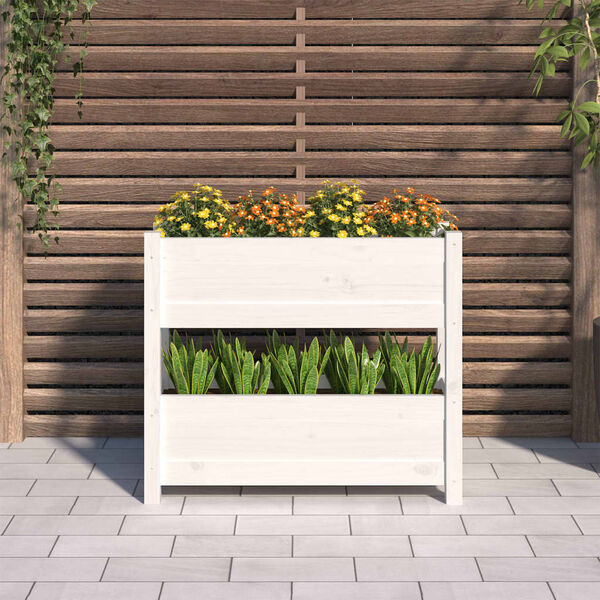 vidaXL Plantekasse hvit 77x25x66 cm heltre furu