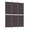 vidaXL Romdeler 3 paneler brun 150x200 cm stoff