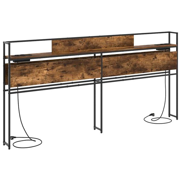 vidaXL Lagringshodegavl med hylle R&oslash;kt eik 200 cm Konstruert tre