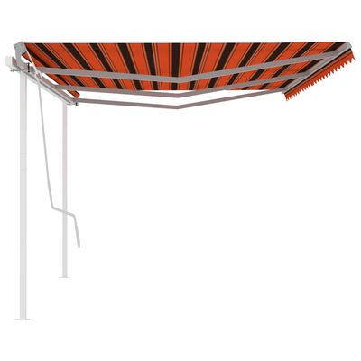 vidaXL Manuell uttrekkbar markise med stolper 6x3 m oransje og brun