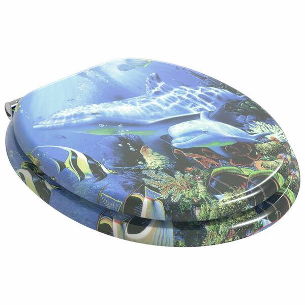 vidaXL Myk-lukking toalettsete Bl&aring; 44 x 38 cm MDF-plater