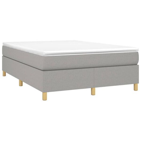 vidaXL Boxspring-sengeramme lysegr&aring; 135x190 cm Double stoff