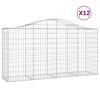 vidaXL Gabionkurver buede 12 stk 200x50x100/120 cm galvanisert jern