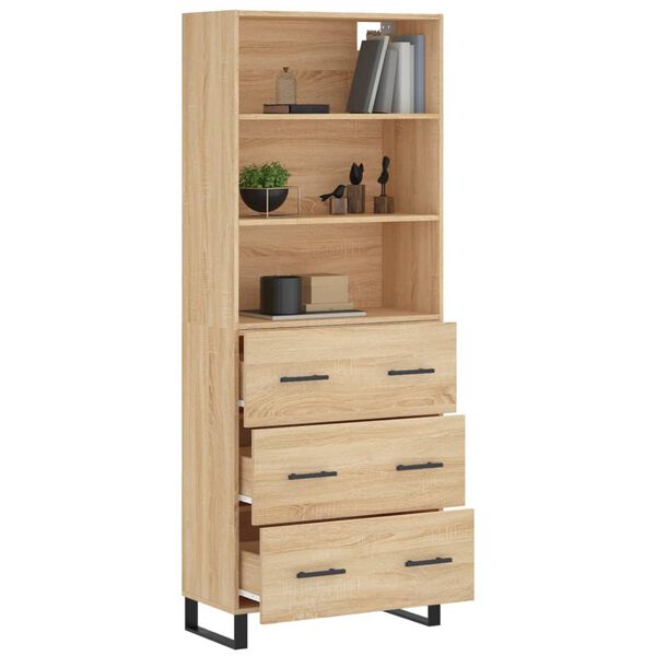 vidaXL Highboard sonoma eik 69,5x34x180 cm konstruert tre
