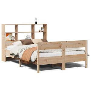vidaXL Seng med bokhylle uten madrass 150x200 cm heltre furu