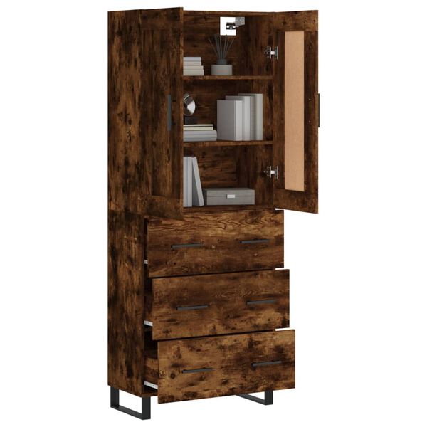 vidaXL Highboard r&oslash;kt eik 69,5x34x180 cm konstruert tre