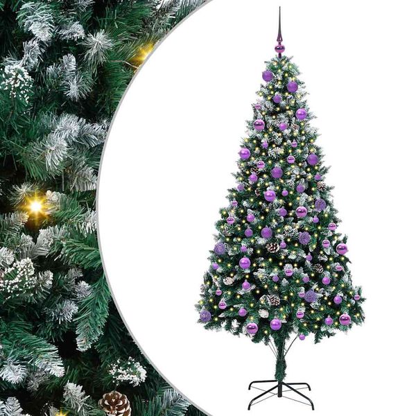 vidaXL Kunstig juletre med 300 LED grønn 210 cm PVC og Stål og Plast