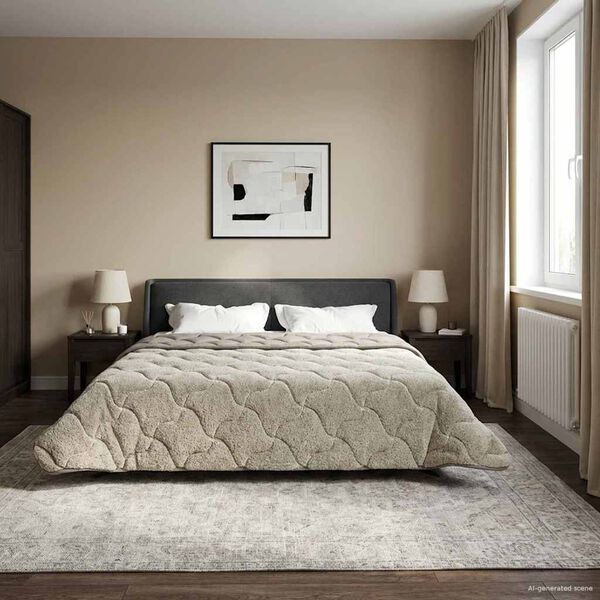 vidaXL Full &aring;r dyne Lysegr&aring; 200 x 220 cm Mikrofiber og Teddy fleece