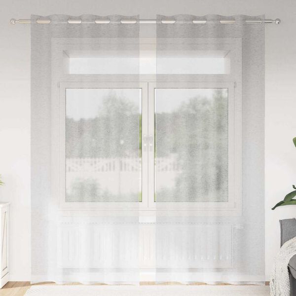 vidaXL Voile Gardin med gardiner 2 pcs Lysegr&aring; 260 x 140 cm Polyester