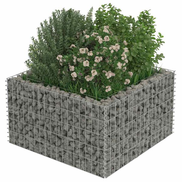vidaXL Gabion h&oslash;ybed galvanisert st&aring;l 90x90x50 cm