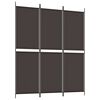 vidaXL Romdeler 3 paneler brun 150x180 cm stoff