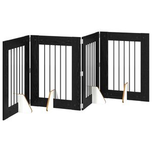 vidaXL Foldbar hundegitter med stativer 4 stk. Svart eik 241 cm