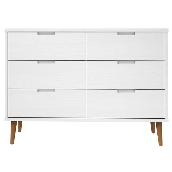 vidaXL Kommode MOLDE hvit 113x40x80 cm heltre furu