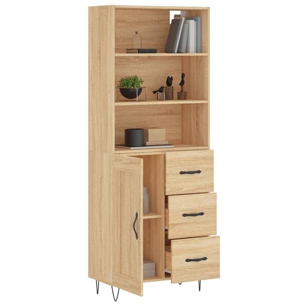 vidaXL Highboard sonoma eik 69,5x34x180 cm konstruert tre