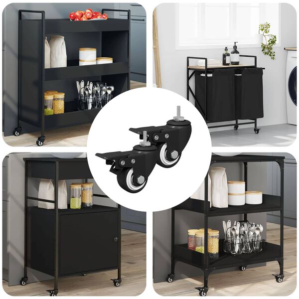 vidaXL Hjul 2 pcs Svart M6 x 37 mm Jern og nylon