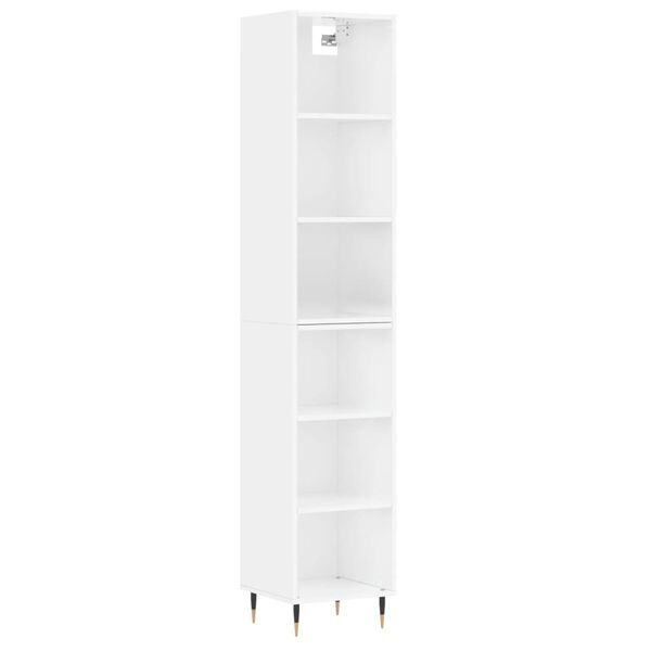 vidaXL Highboard h&oslash;yglans hvit 34,5x32,5x180 cm konstruert tre
