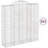 vidaXL Gabionkurver buede 11 stk 200x50x200/220 cm galvanisert jern