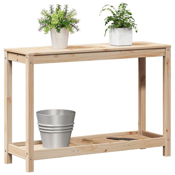 vidaXL Pottebord med hylle 108x35x75 cm heltre furu