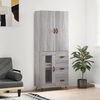 vidaXL Highboard gr&aring; sonoma 69,5x34x180 cm konstruert tre