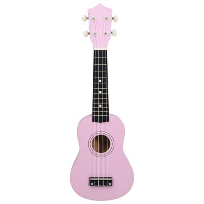 vidaXL Sopran-ukulele sett med veske for barn rosa 21"