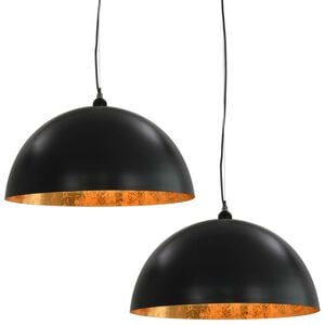 vidaXL Taklamper 2 stk svart og gull halvkuleformet 50 cm E27