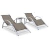 vidaXL Solsenger 2 stk med bord aluminium gr&aring;brun