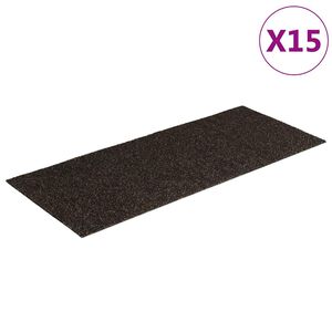 vidaXL Trappematter selvklebende 15 stk 60x25 cm m&oslash;rkebrune rektangul&aelig;re