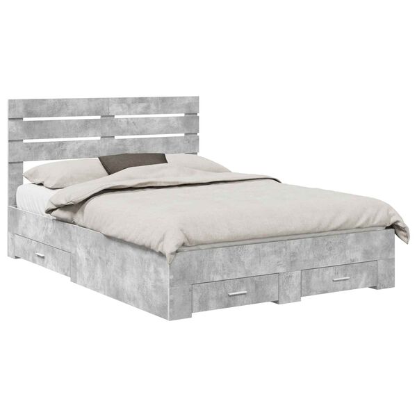 vidaXL Sengestamme med skuff med hodegjerde med lagring Konstruert tre