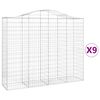vidaXL Gabionkurver buede 9 stk 200x50x160/180 cm galvanisert jern