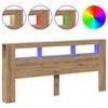 vidaXL Sengegavl med LED artisan eik 220x18,5x103,5 cm konstruert tre