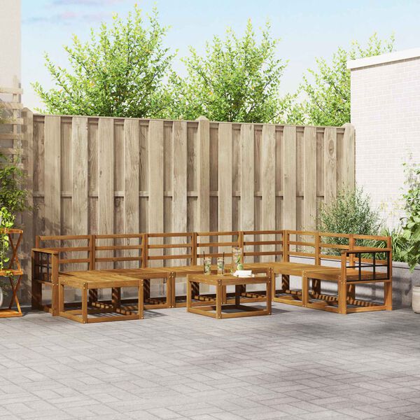 vidaXL Utend&oslash;rs sofa-sett 9 pcs Naturlig Solid akasietre