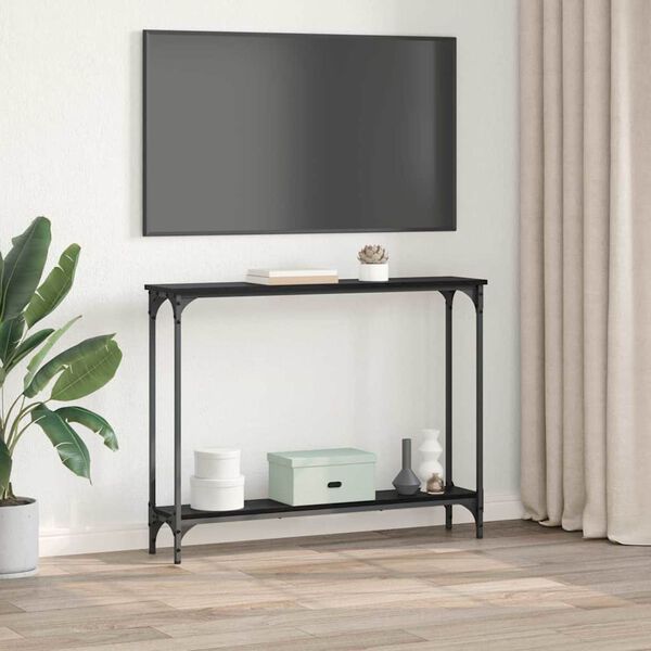 vidaXL Konsollbord Svart Eik 100 x 22,5 x 75 cm Konstruert tre