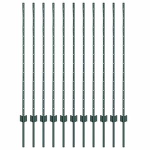 vidaXL Innebygd gjerdep&aring;le 11 stk. Gr&oslash;nn 160 cm Pulverlakkert st&aring;l