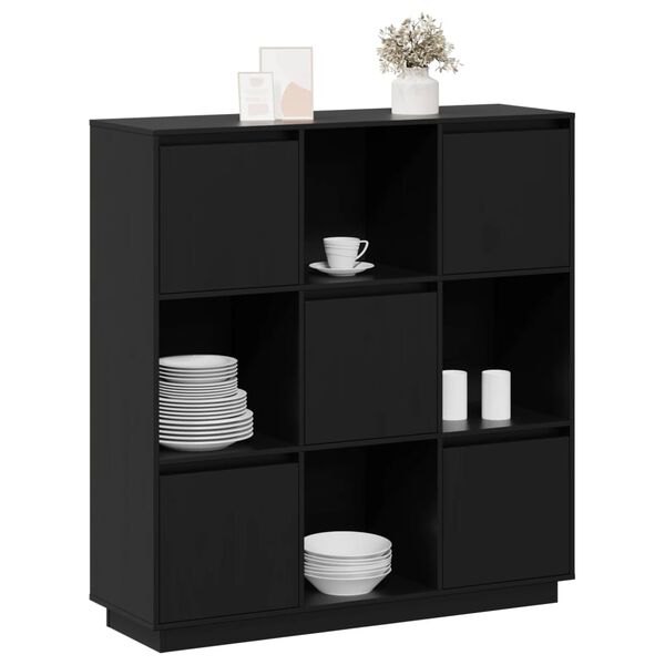vidaXL Highboard svart 110,5x35x117 cm heltre furu