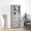 vidaXL Highboard betonggr&aring; 69,5x34x180 cm konstruert tre