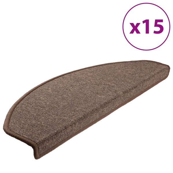 vidaXL Trappematter 15 stk 65x24x4 cm kaffebrune halvrund store